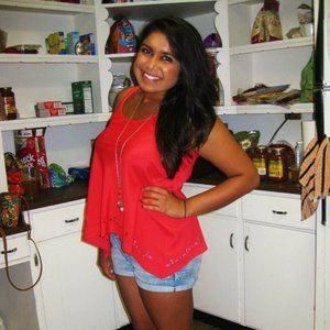 Red-Orange Tank Top with Floral Cutout Details